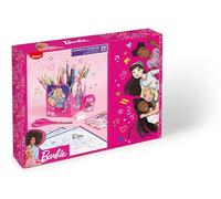 Maped - Coffret de Coloriage Barbie - Crayons, Feutres, Taille-Crayons, Ciseaux 13cm, Gomme, Stickers, Pot à Crayons - Licence Barbie Officielle
