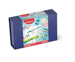 Maped - Coffret d'écriture et Accessoires Scolaires pour Enfants - Crayons de Couleur, Ciseaux, Gommes, Taille-crayon, Règle, Crayons à papier et Guide-doigt - Carnet d'écriture et Autocollants