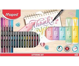 Maped - Coffret d'écriture Lettering 22 Pièces - 16 feutres Fins Graph'Peps