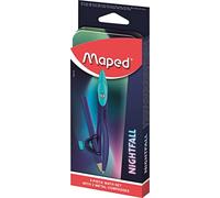 Maped - Coffret Mathset Compas Nightfall - Compas bague + Compas mine - Mini Set de Traçage + Taille-Crayon + Gomme + Crayon Multicolore