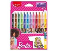 Maped – Feutres BARBIE – Pointe ogive 2,8 mm – Encre lavable – Multicolore 12 pièces