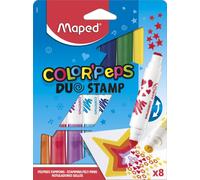 Maped Color Peps Duo Stamp Colouring Pens (8 Pack), 846808 x8 Duo Stamp Felt Pen