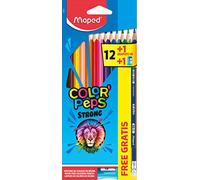 Maped - Color’Peps Strong - Lot de 12 crayons de couleur ergonomiques et triangulaires - Avec crayon et taille-crayon