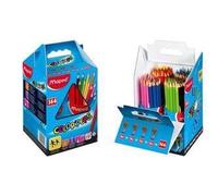 Maped Crayons de couleur Color'Peps – crayon triangulaire ergonomique – Coffret école 144, 4 pots