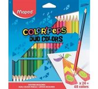 Maped Color'Peps Crayons de Coloriage en Bois 2 en 1 Duo de Couleur - Etui de 24 Crayons de Couleurs Double Mine Résistante pour 48 Couleurs G