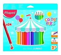 Maped Color'peps Crayons De Couleur Maxi Pour Enfants, Premiers Crayons De Coloriage Pour Bébé +2 Ans ? Boîte De 24 Crayons Jumbo A