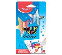 Maped Feutres de coloriage Color'Peps - Encre à paillettes effet métallisé - Boîte de 8 pour enfant