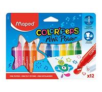 Maped Feutres Color'peps Mini Power – Pointe bloquée, capuchon ventilé, lavables – Étui de 12