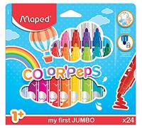 Maped Feutres Color'Peps Jumbo – Pointe sécurisée, encre lavable – 24 pièces, dès 1 an