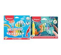 Maped Color'Peps Gros Feutres de Coloriage Premier âge pour Bébé et Enfant dès 1 an & Craies de coloriage maxi - Crayons de cire enfant - Crayon à la cire pour bébé dès 1 an