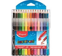 Maped Pochette De 12 Feutres Long Life + 15 Crayons De Couleur Color Peps