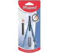 Maped - Compas Crayon avec Mine Automatique - Design Ergonomique et Moderne, Capuchon Protecteur de Pointe - Fourniture Scolaire Compacte et Sécurisée - Accessoire Rentrée Scolaire - 3 Couleurs
