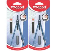 Maped - Compas Crayon avec Mine Automatique - Design Ergonomique et Moderne, Capuchon Protecteur de Pointe - Fourniture Scolaire Compacte et Sécurisée - Accessoire Rentrée Scolaire - 3 Couleurs