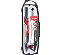 Maped - Compas Maped Stop System Innovation - Système de Verrouillage Breveté - Tracé Parfait - Avec Sécurité Protège Pointe et Mine - Compas Mine + Bague Universelle + Crayon - Dès 10