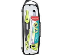 Maped - Compas Métal Open Mine - Coffret 3 pièces - Avec Sécurité Protège Pointe Sèche et Mine - Accessoires Interchangeables - Compas Collège - Coloris Aléatoire