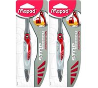 Maped - Compas Stop System - Système de Verrouillage Breveté - Tracé Parfait - Avec Sécurité Protège Pointe et Mine - Compas Mine - Dès 10 Ans (Lot de 2)