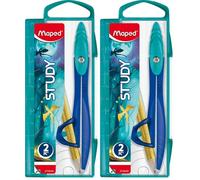 Maped - Compas Study Dragon - Chape Ergonomique - Bague Universelle - Branches en Métal - À partir de 6 Ans - Fourniture Scolaire (Lot de 2)