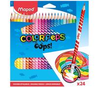 Maped Crayons de coloriage Color'Peps Couleur Oops – effaçables, embout gomme, pochette 24