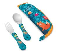 Maped - Couverts Enfant avec Étui Jungle Fever - Cuillère et Fourchette Ergonomiques - Prise en Main Facile - Passe au Lave-Vaisselle - Étui Lavable, Vert