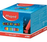 Maped - Craies fines pour tableau noir et ardoise naturelle - Boîte de 100, 10 couleurs vives