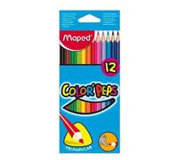 Maped - 12 Crayons de Couleur Color'Peps Star - Crayons en Bois FSC aux Couleurs Vives - Pochette carton