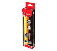 Maped - Crayons Graphite HB #2 Black’Peps Jumbo - Crayons à Papier en Bois avec Gomme - Forme Maxi Triangulaire Ergonomique - Boîte de 12 Crayons Papier HB n°2