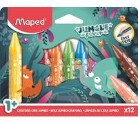 Maped Crayon de cire JUNGLE fever JUMBO étui carton 12 pièces