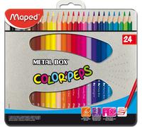 Maped Crayon de couleur triangulaire COLOR'PEPS étui métallique de 24 pièces