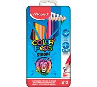 Maped Crayon de couleur triangulaire COLOR'PEPS STRONG étui métallique de 18 pièces