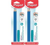 Maped - Crayon Graphite Kidy Learn Concentration avec Embout Relaxant & Déstressant - Forme Triangulaire Ergonomique - Mine HB2 - Corps Texturé avec Grip (Lot de 2)