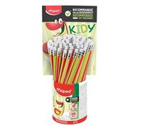 Maped - Crayons à Papier d’Apprentissage Surface Anti-dérapante - Corps texturé pour Faciliter la Préhension - Avec Gomme Blanche - Pot de 72 Crayons-Gris