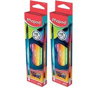 Maped - Crayons à Papier Noirs Décorés - Message Positifs et Inspirants - Boîte 12 Crayons 852001 Multicolore (Lot de 2)