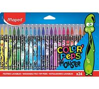 Maped Feutres COLOR PEPS MONSTER – 24 feutres – Pointe ogive – Encre lavable