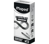 Maped - Crayons de couleur - Collection Color'Peps Infinity - 12 unités de couleur noire - Dure 10 fois plus longtemps - Pas besoin d'affûtage - Poignée triangulaire ergonomique - 0% gaspillage 100%
