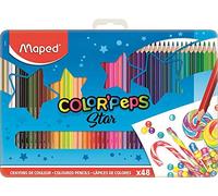 Maped – Crayons de couleur Color'Peps – 48 couleurs vives – crayon triangulaire – boîte métal