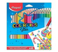 Maped - Crayons Color'Peps Classic, 48 crayons en bois FSC, couleurs vives, triangulaire ergonomique