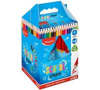 Maped Crayons de couleur Color'Peps – crayon triangulaire ergonomique – Coffret école 144, 4 pots