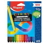 Maped Crayons de couleur Color'Peps Infinity - 12 couleurs - 100% mine colorée - Pas besoin d'affûter - 100% utilisable, zéro gaspillage