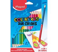 Maped - Crayons de Couleur Duo 2 en 1 Color'Peps - Pochette de 18 crayons