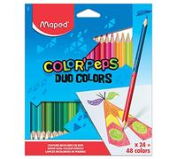 Maped Étui de 24 crayons de couleur Color'Peps Duo Colors – double mine, couleurs assorties