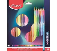 Maped - Crayons De Couleur En Bois Nightfall - Forme Triangulaire - Mine Tendre & Résistante, Diamètre 2.9 Mm - Couleurs Vives Et Intenses - Boite De 24 Crayons