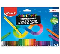 Maped - crayons de couleur innovants COLOR'PEPS INFINITY - mine 100% colorée - pas besoin de tailler - 100% utilisable - doux & très agréable sur le papier - lot de 24