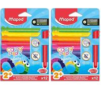 Maped - Crayons de Couleur Jumbo Infinity - Pour les petits - 100% Mine, 100% Utilisable - Zéro Déchet - Sans Taillage - Dure Très Longtemps - Forme Triangulaire Ergonomique - Pochette de 12 Crayons