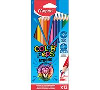Maped - Crayons de Couleur STRONG Color'Peps - 12 Crayons de Coloriage Ultra-résistants et Ergonomique - Pochette carton de 12 Crayons