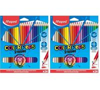 Maped - Crayons de Couleur STRONG Color'Peps - 24 Crayons de Coloriage Ultra-résistants et Ergonomique - Pochette de 24 Crayons (Lot de 2)