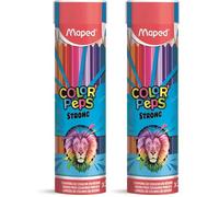 Maped - Crayons de Couleur Strong Color'Peps - 36 Crayons de Coloriage Ultra-résistants et Ergonomiques - Tube en Métal (Lot de 2)