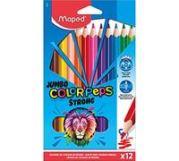 Maped Crayons de couleur STRONG Jumbo 863312 Color'PEPS – ergonomiques triangulaires 4 mm 12 crayons