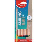 Maped Crayons de couleur triangulaires SMILING PLANET étui carton de 12 pièces