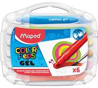 Maped - Crayons Gel Aquarellables - 6 Craies de Coloriage Tendres - En Plastique + Système Twist qui Garde les Mains Propres - Couleurs très vives et Grand Pouvoir Couvrant - Valisette Plastique
