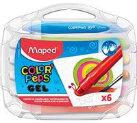 Maped - Crayons Gel Aquarellables - 6 Craies de Coloriage Tendres - En Plastique + Système Twist qui Garde les Mains Propres - Couleurs très vives et Grand Pouvoir Couvrant - Valisette Plastique